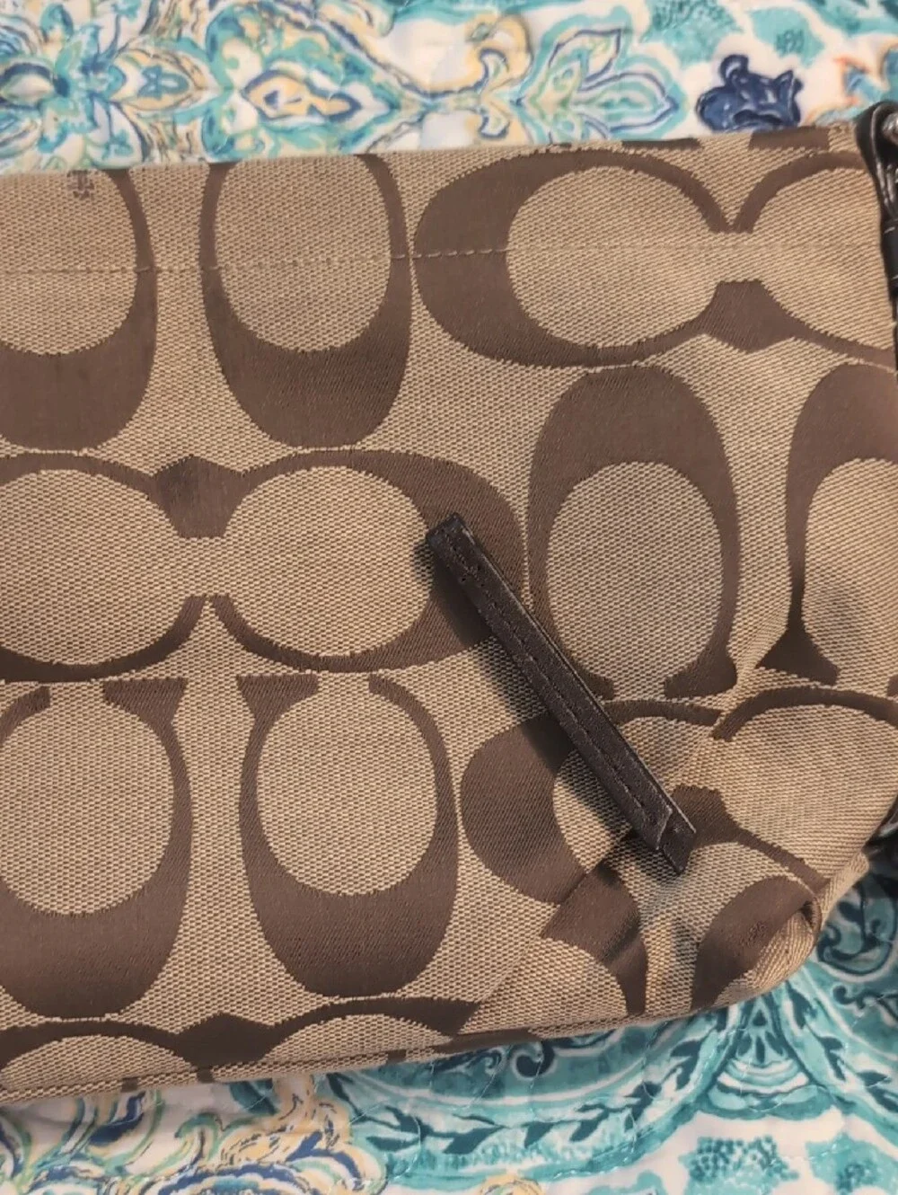 Coach Tan and Dark Brown Signature Canvas Shoulder Bag